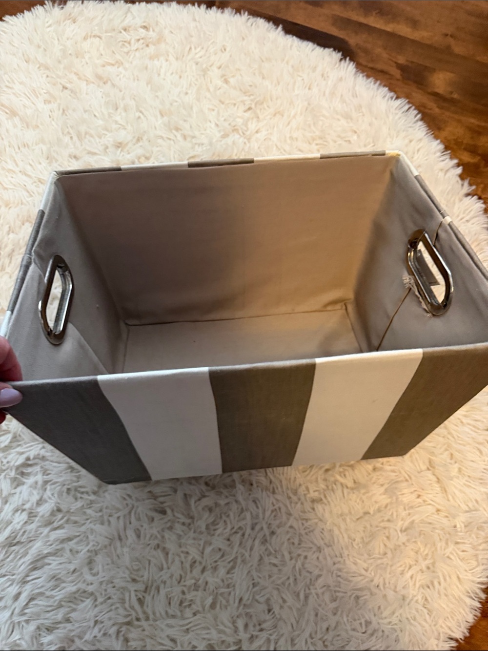 Sutton Storage Fabric Bin - Beige and Cream